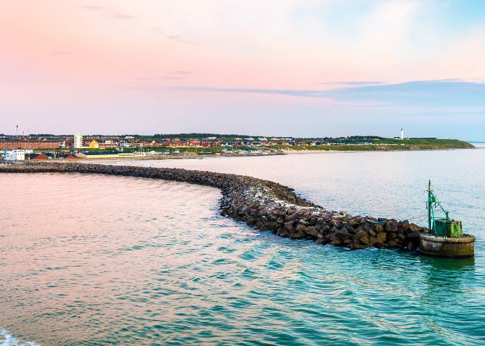 Hirtshals Harbour at sunset, connecting Danmark to Oslo by the sea