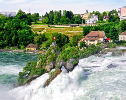 View of the Rhine Falls in Zurich, Switzerland